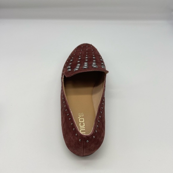 Chicos - Burgundy Suede Studded Slip On Round Toe Light Weight Flat Loafers 8.5 - Picture 12 of 14